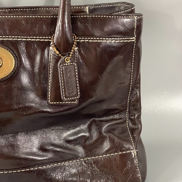 Coach Vintage # 11789 Large Leather Shoulder Bag In Chocolate Brown - Picture 3 of 15